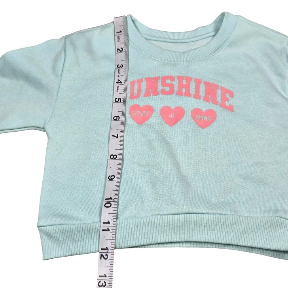 Wonder Nation Baby Girls Aqua Sunshine Fleece Sweatshirt and Pants Set 12M NEW‎